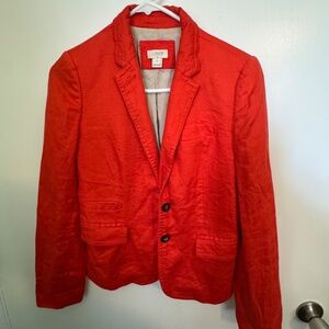 J.Crew Orange 100% Linen Schoolboy Blazer Jacket Casual Lined 37358 - Size 2!
